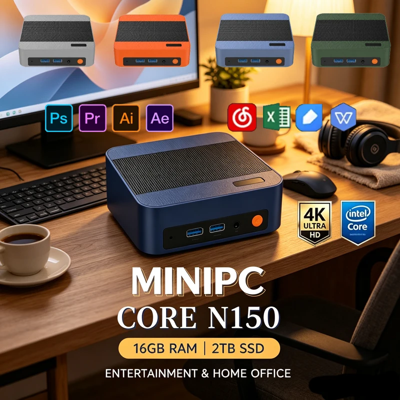 Multicolor Mini PC Intel N150, - Pc Gaming Editing review and price